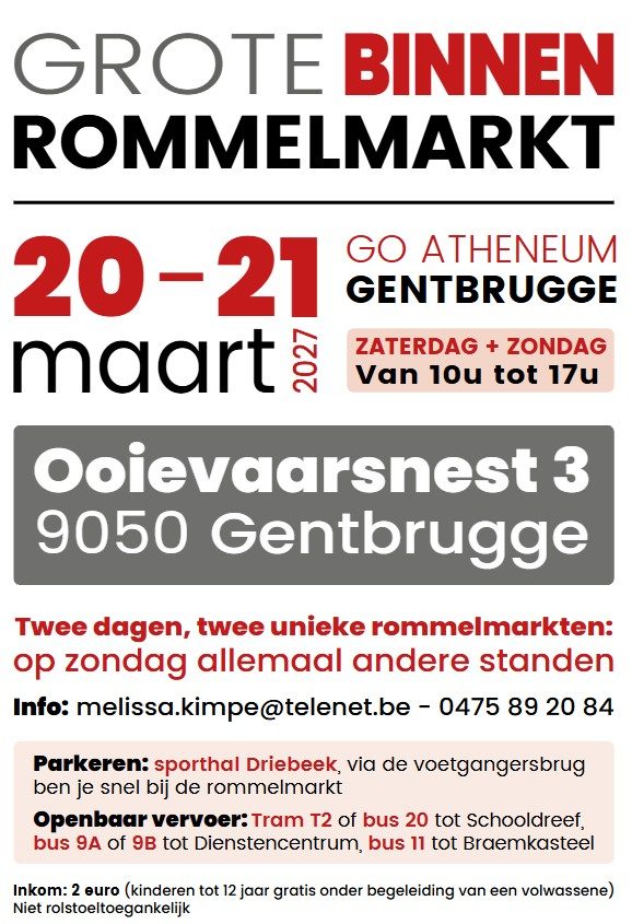 Grote Rommelmarkt Atheneum Gentbrugge - 100 standen - op zondag allemaal andere standen