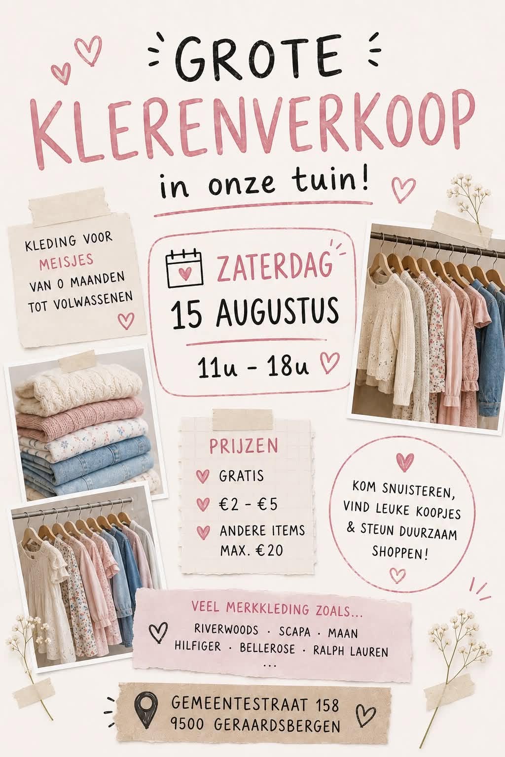 Grote verkoop meisjeskleding van baby tot volwassen