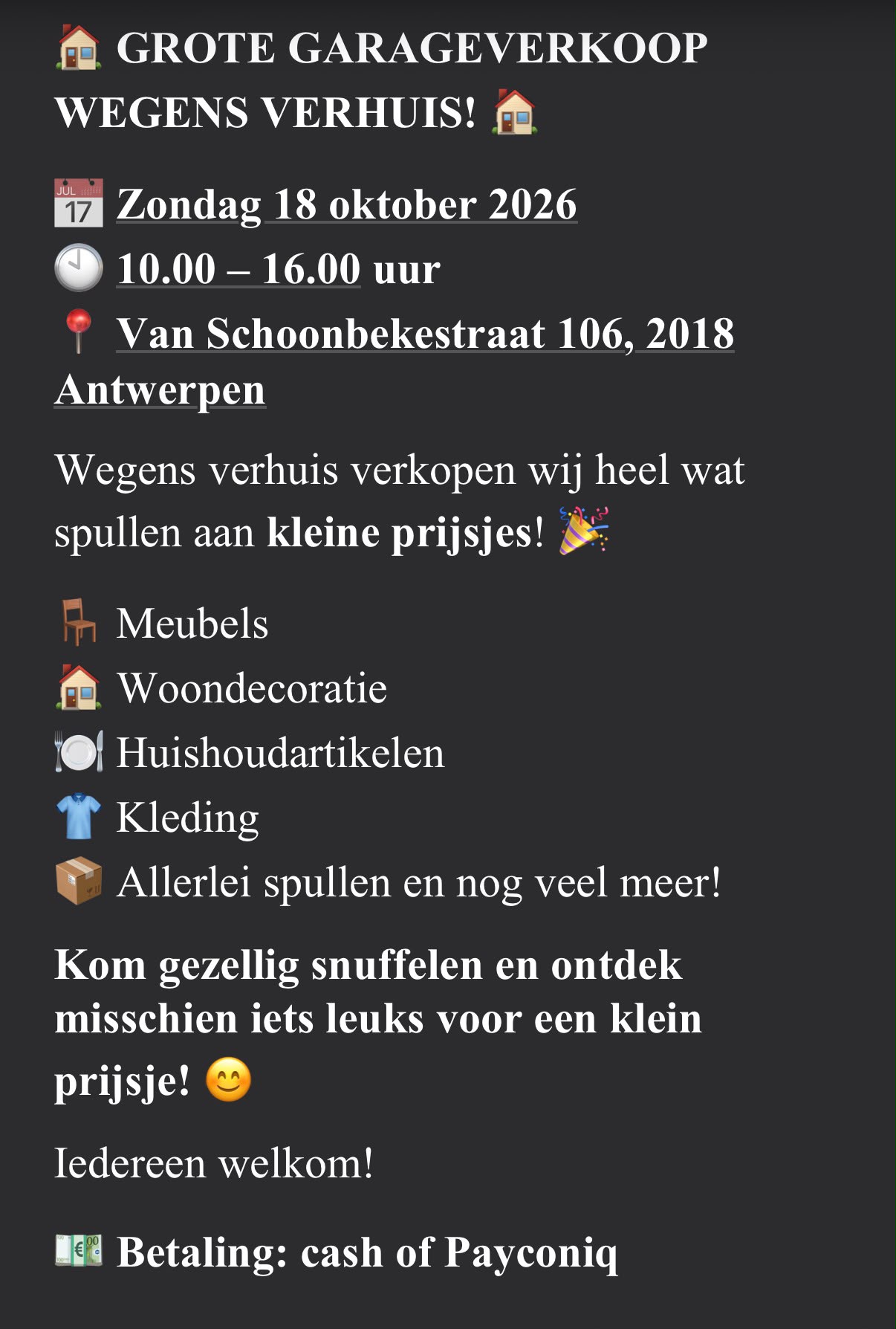 Grote Garageverkoop wegens verhuis